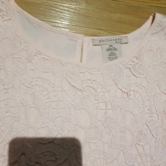 Philosophy soft pink lace overlay top EUC sz XXL - Picture 4 of 7
